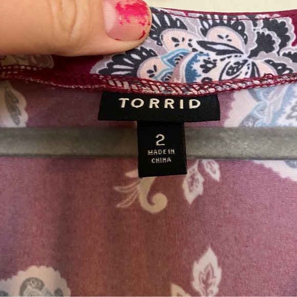 Torrid Burgundy Floral Stretch Knit Dress 2 - Picture 4 of 7